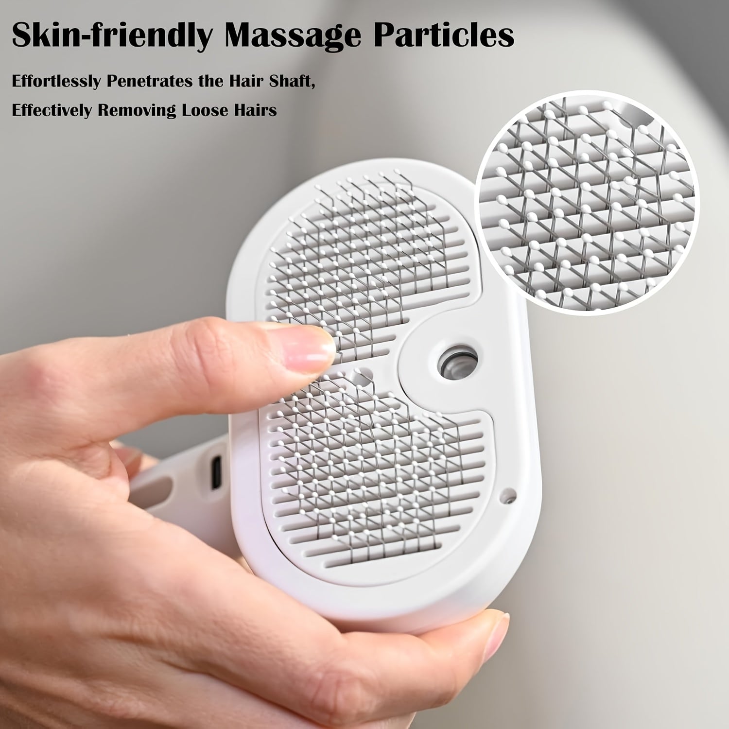 3-in-1 Cat Steam Brush with USB Charging, Stainless Steel Bristles & Release Button