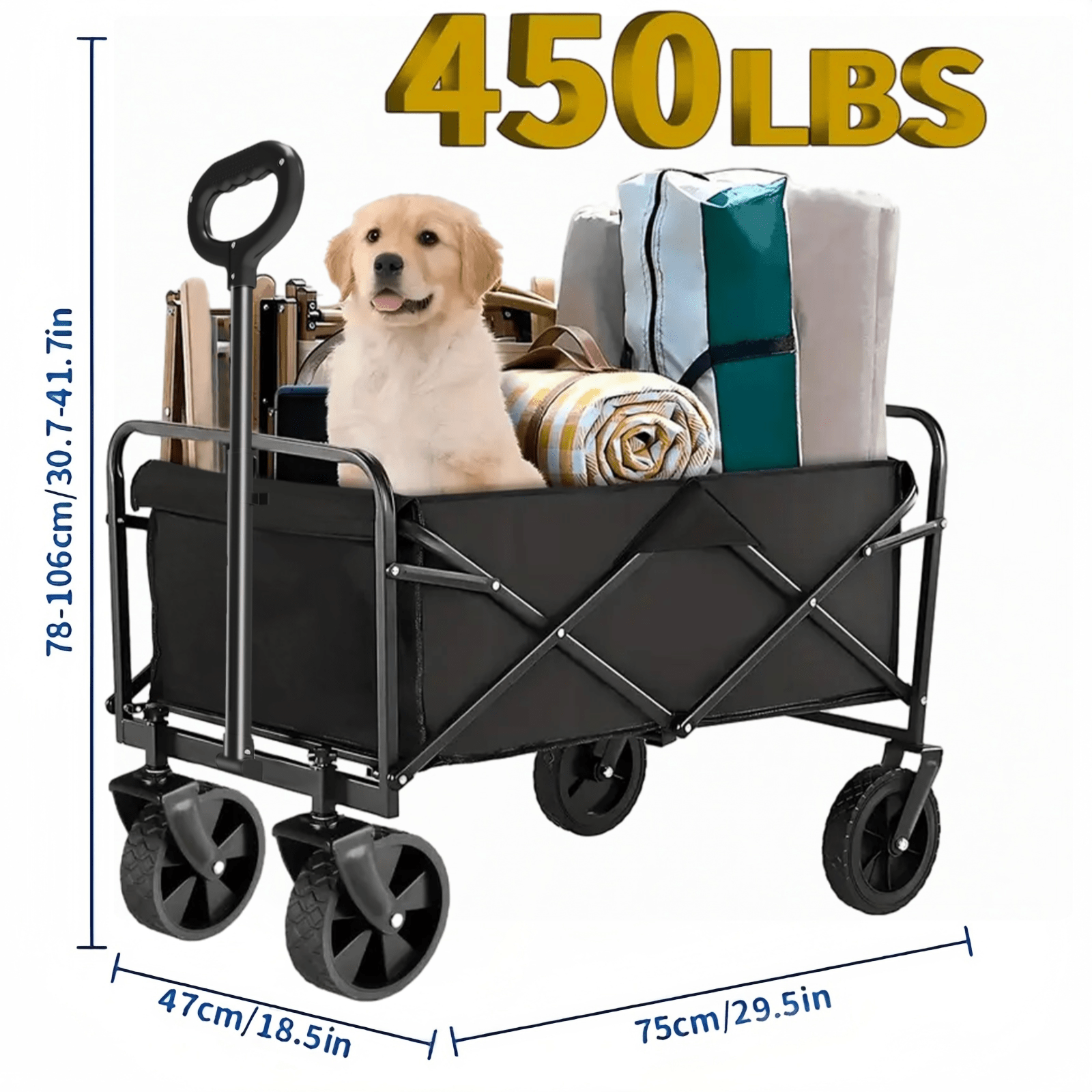 Heavy Duty Folding Camping Shopping Cart, Large Capacity