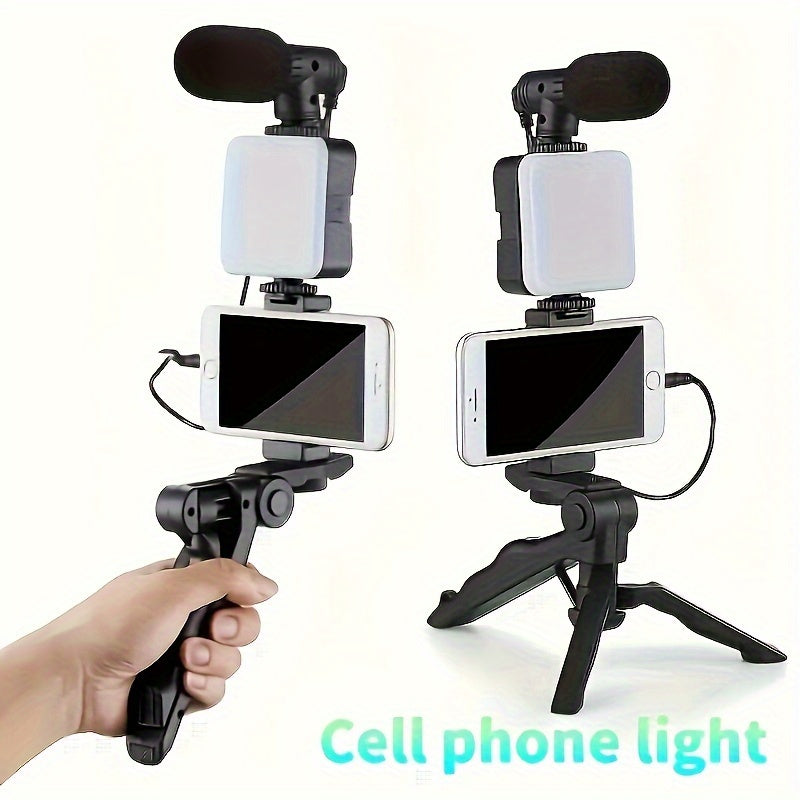 Portable LED Video Blogging Kit, Phone Holder, Outdoor Live Streaming