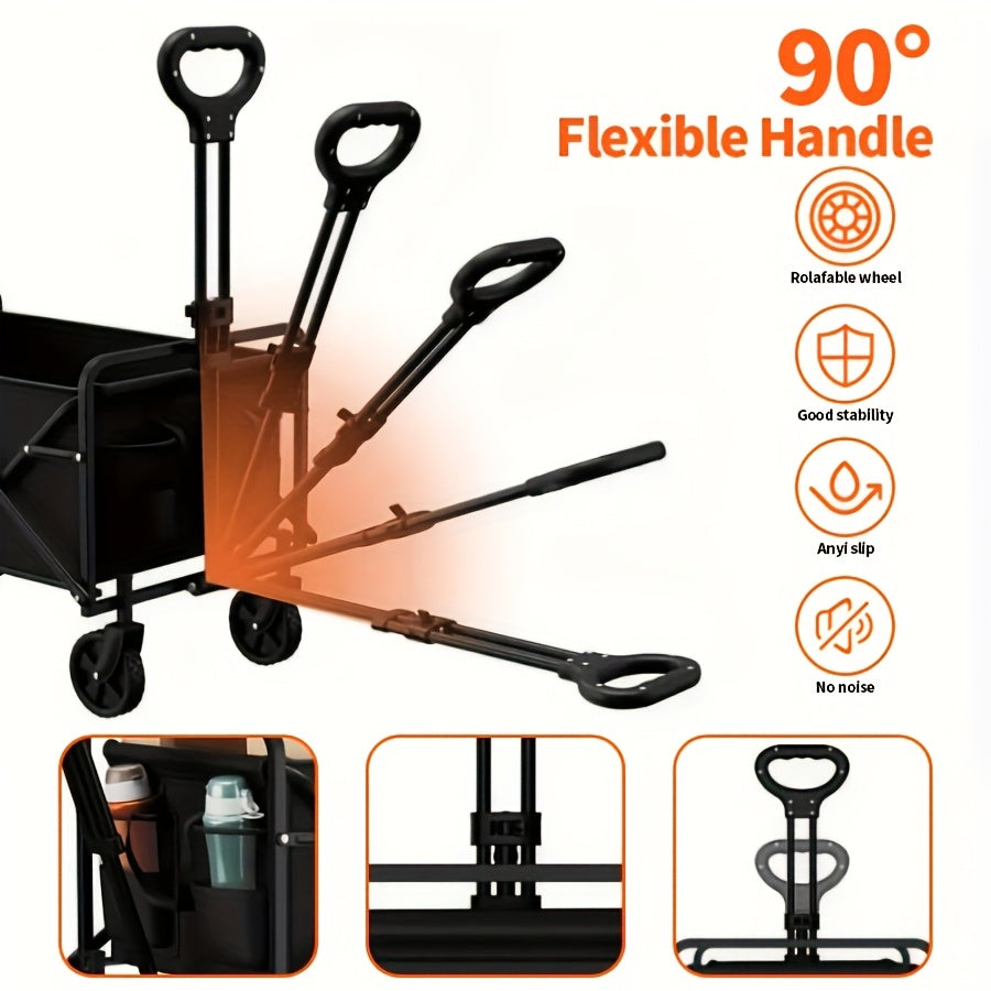 Versatile Collapsible Shopping Cart with Adjustable Height And 360° Non-Slip Wheels