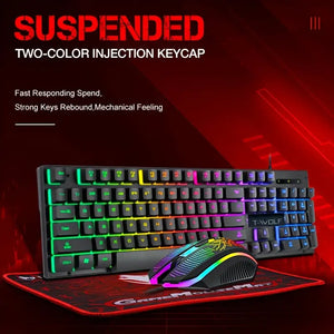 Comfortable Gaming Keyboard and Mouse Set with 3-in-1 Mouse Pad