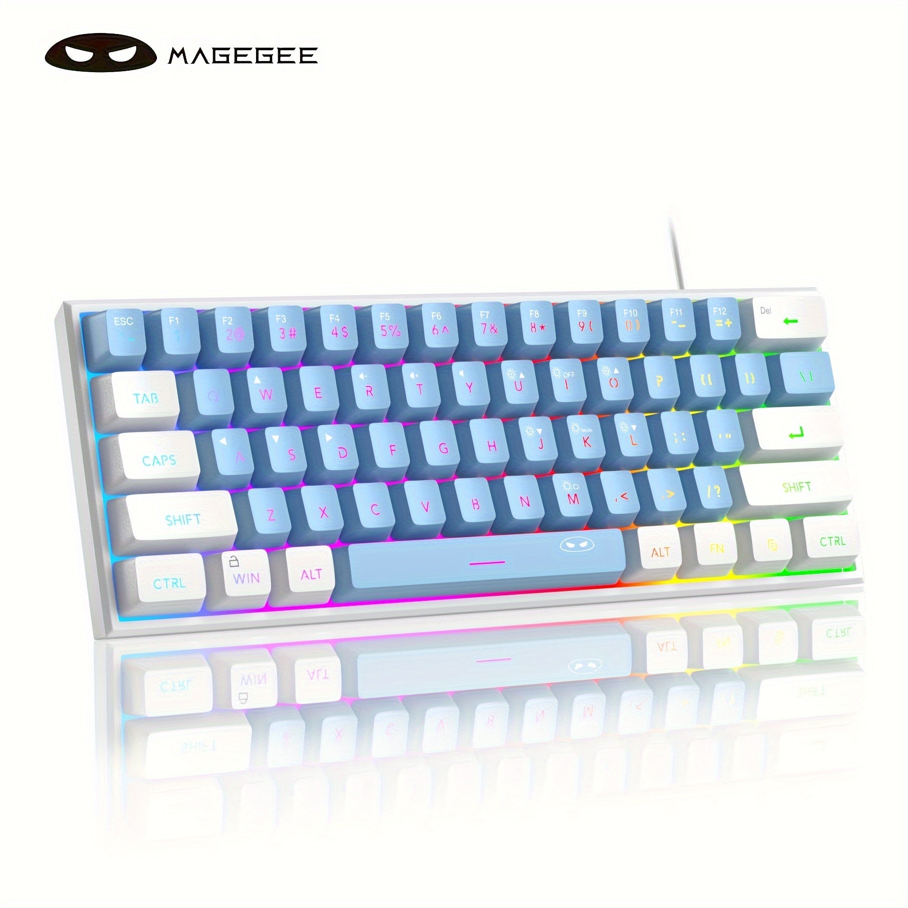 Mini 60% Gaming/Office Keyboard, Keycap Type Wired RGB Backlit Compact Computer Keyboard