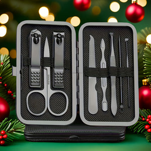 Men's Black Stainless Steel 3-in-1 Nail Clipper Set with Storage Case