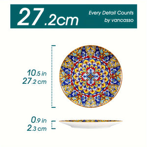 [Boho Dinner Plate] 6pcs Dinner Plate Porcelain Boho Style 10.5 Inch Plate