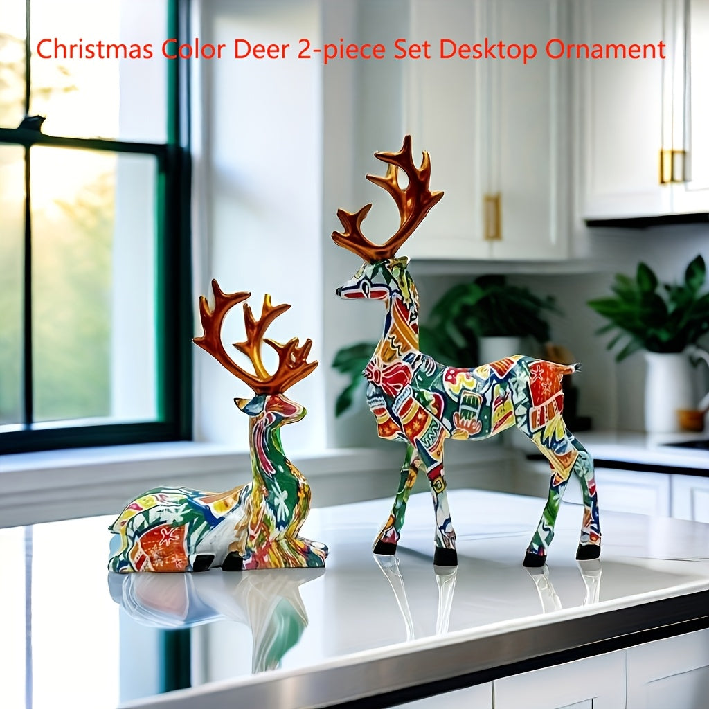 2pcs/set of reindeer, small statue decoration