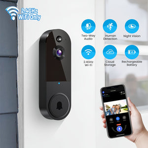 Wireless 1080P Surveillance Doorbell, 2.4G Wireless Video Is Clear. USB Charging