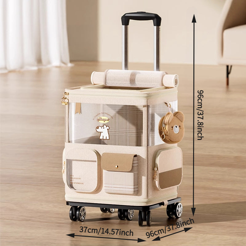 2025 New Dual-Opening Cat Carrier with Trolley | Suitable for Cats up to 25 lbs and Dogs up to 10 lbs