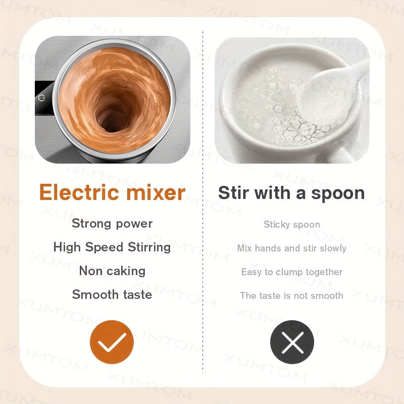 1 Automatic Stirring Coffee Cup with Temperature Display, USB Rechargeable