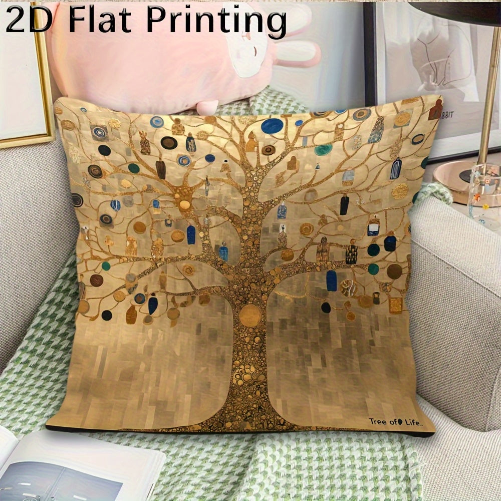 2D Flat - One Pillowcase Featuring a Double-Sided Design of Klimt's Tree of Life