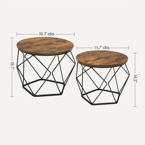 Coffee Table Set Of 2, Round Coffee & Side End Table