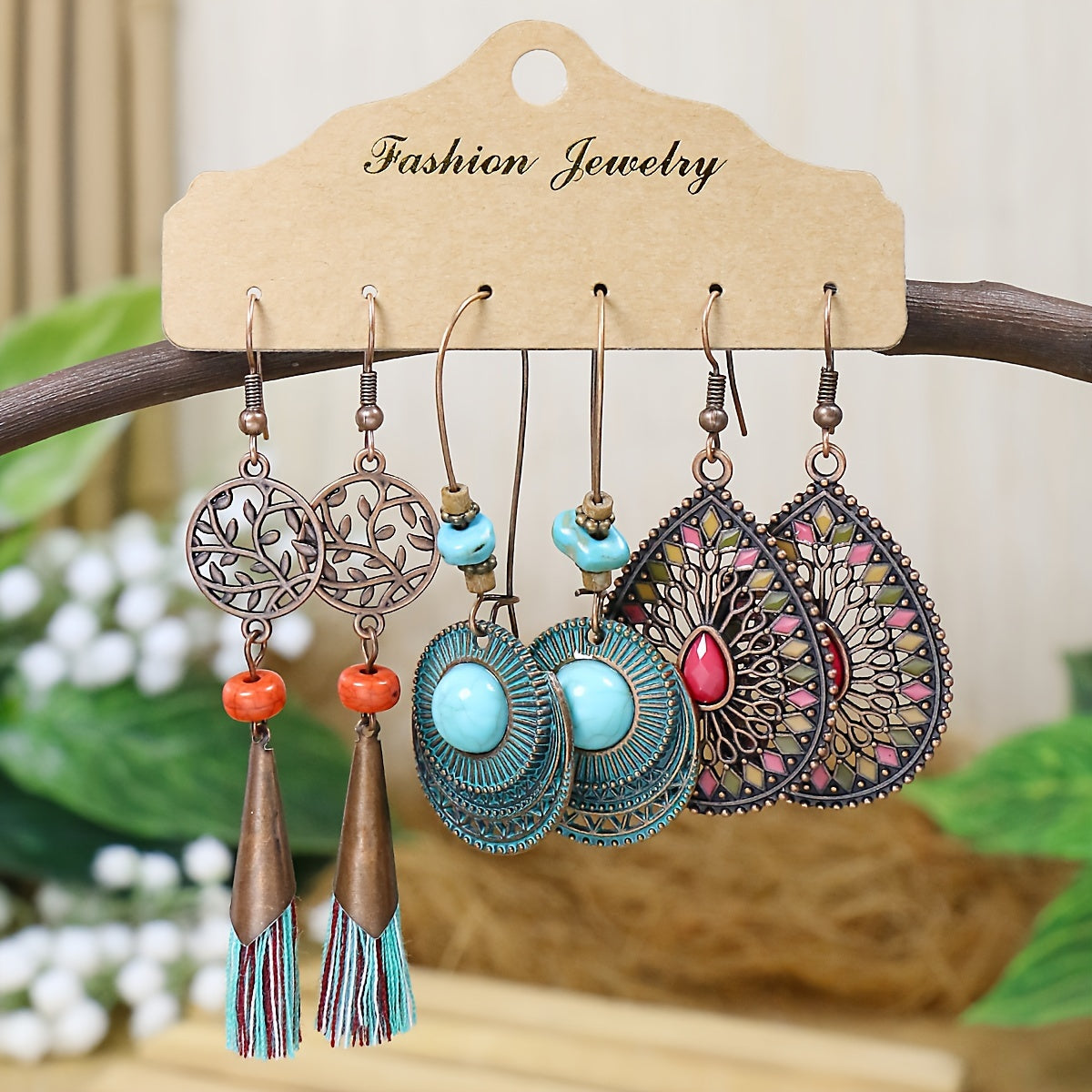 12 Pairs Bohemian Vintage Style Women's Fashion Dangle Earrings Set
