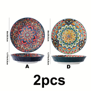 1/2/4pcs | 8" Colorful Ceramic Plates