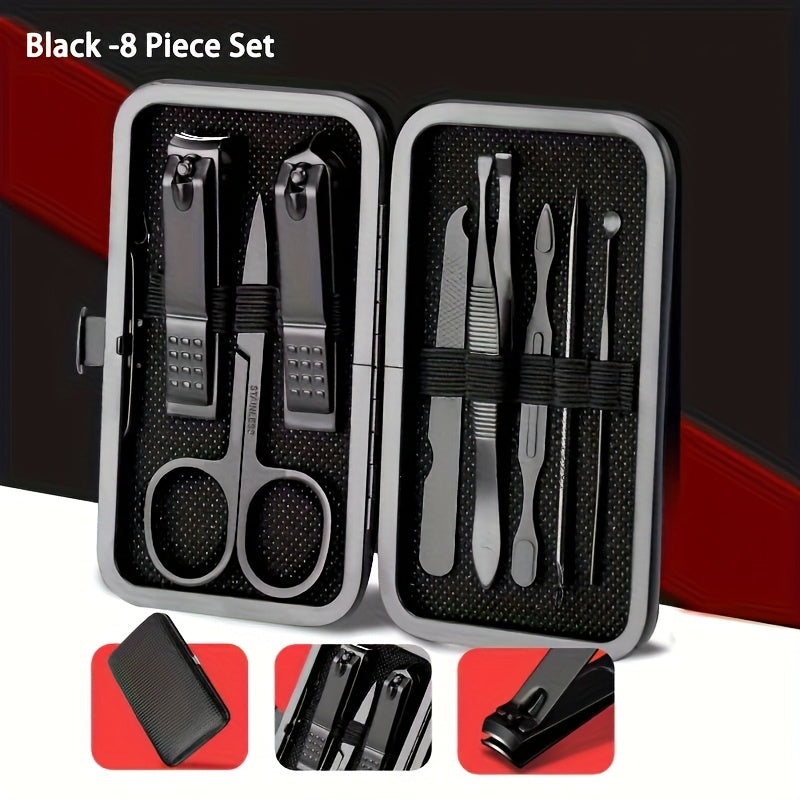 Black Nail Clipper Set, Stainless Steel Nail Scissors for Men