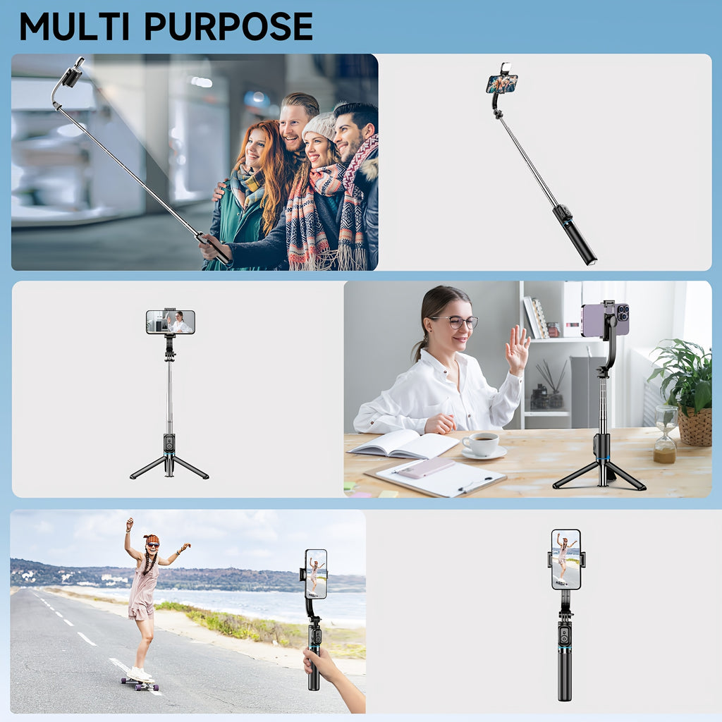 42" Selfie Stick Tripod with Fill Light Extendable Phone Tripod Stand