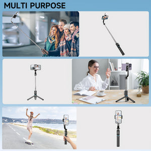 42" Selfie Stick Tripod with Fill Light Extendable Phone Tripod Stand