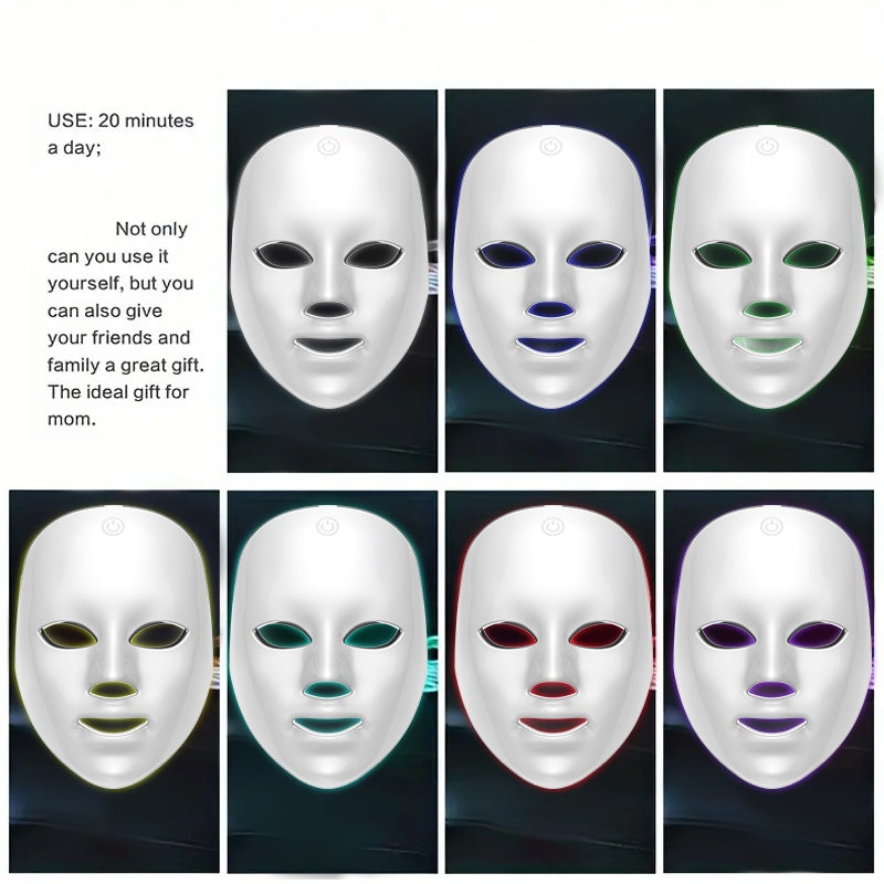 7-color Facial Mask Device, Portable Facial Skincare Tool, Home Beauty Care Equipment, USB Rechargeable