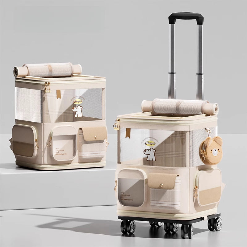 2025 New Dual-Opening Cat Carrier with Trolley | Suitable for Cats up to 25 lbs and Dogs up to 10 lbs