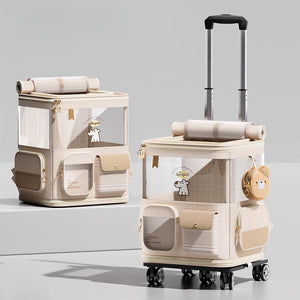 2025 New Dual-Opening Cat Carrier with Trolley | Suitable for Cats up to 25 lbs and Dogs up to 10 lbs