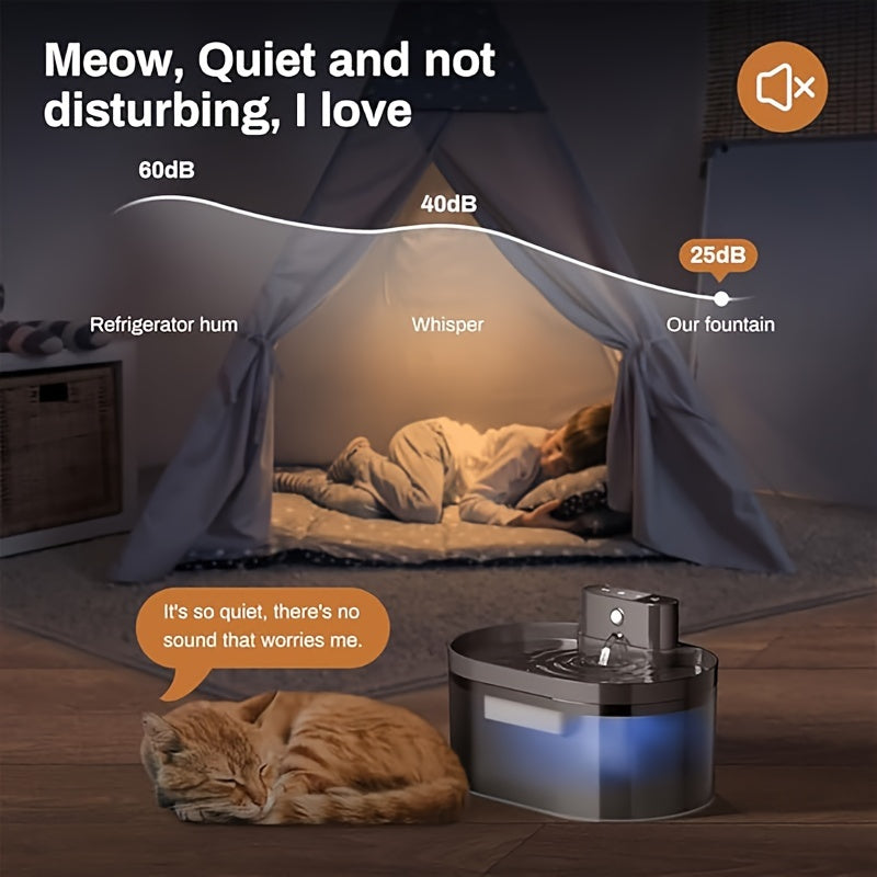 74oz/2.2L Wireless Cat Dispenser: Pet water dispenser, battery operated
