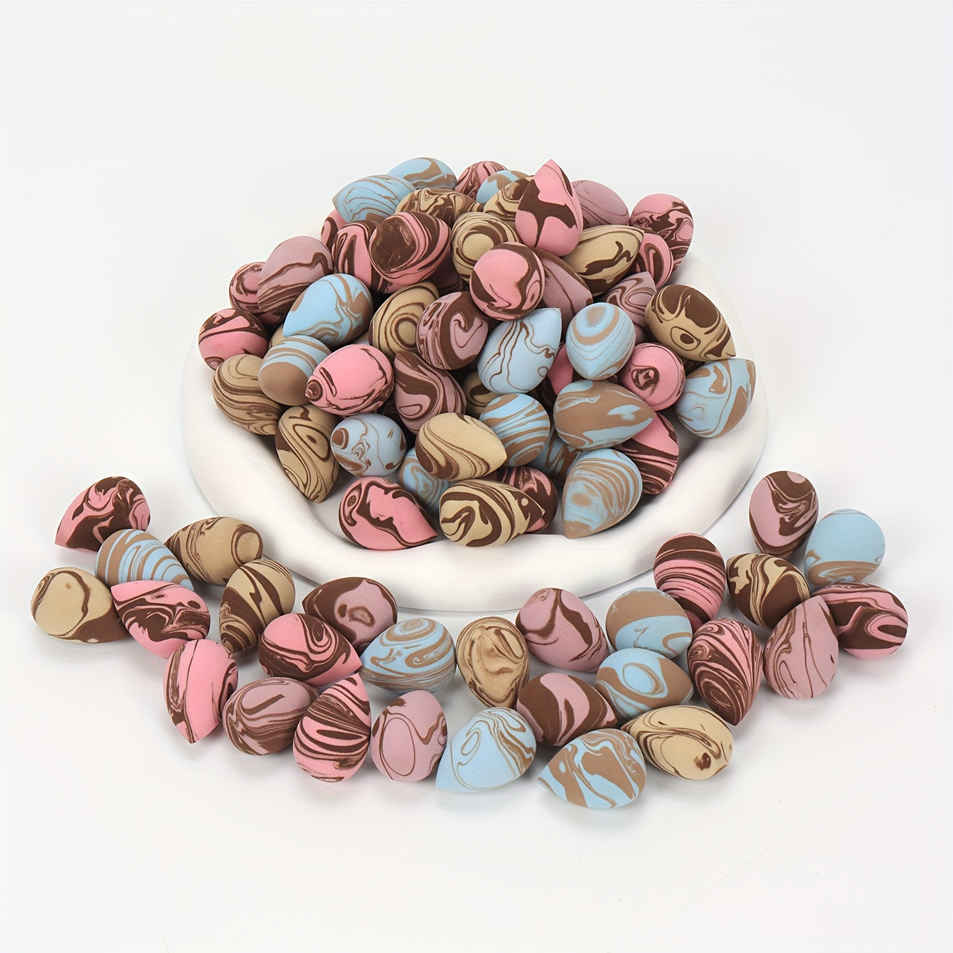 Dual-Color Mini Makeup Sponges Available in Packs of 10, 20, 30, 50, Or 100.