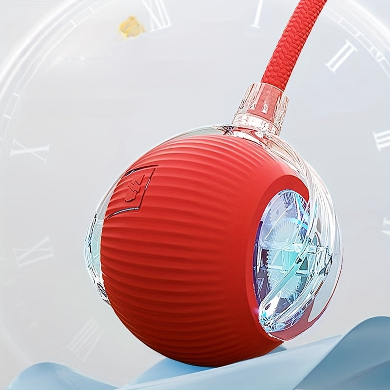 1 Automatic Rolling Cat & Dog Toy Ball with Tail Rope