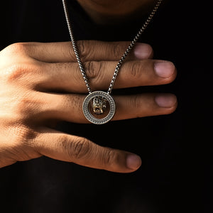 Men's Gothic Double Round Rotating Fengshui Necklace
