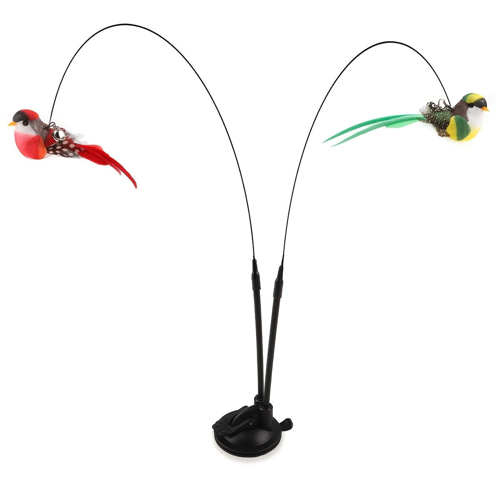 Interactive Cat Teasing Stick with Long Double Rod & Powerful Sucker Base