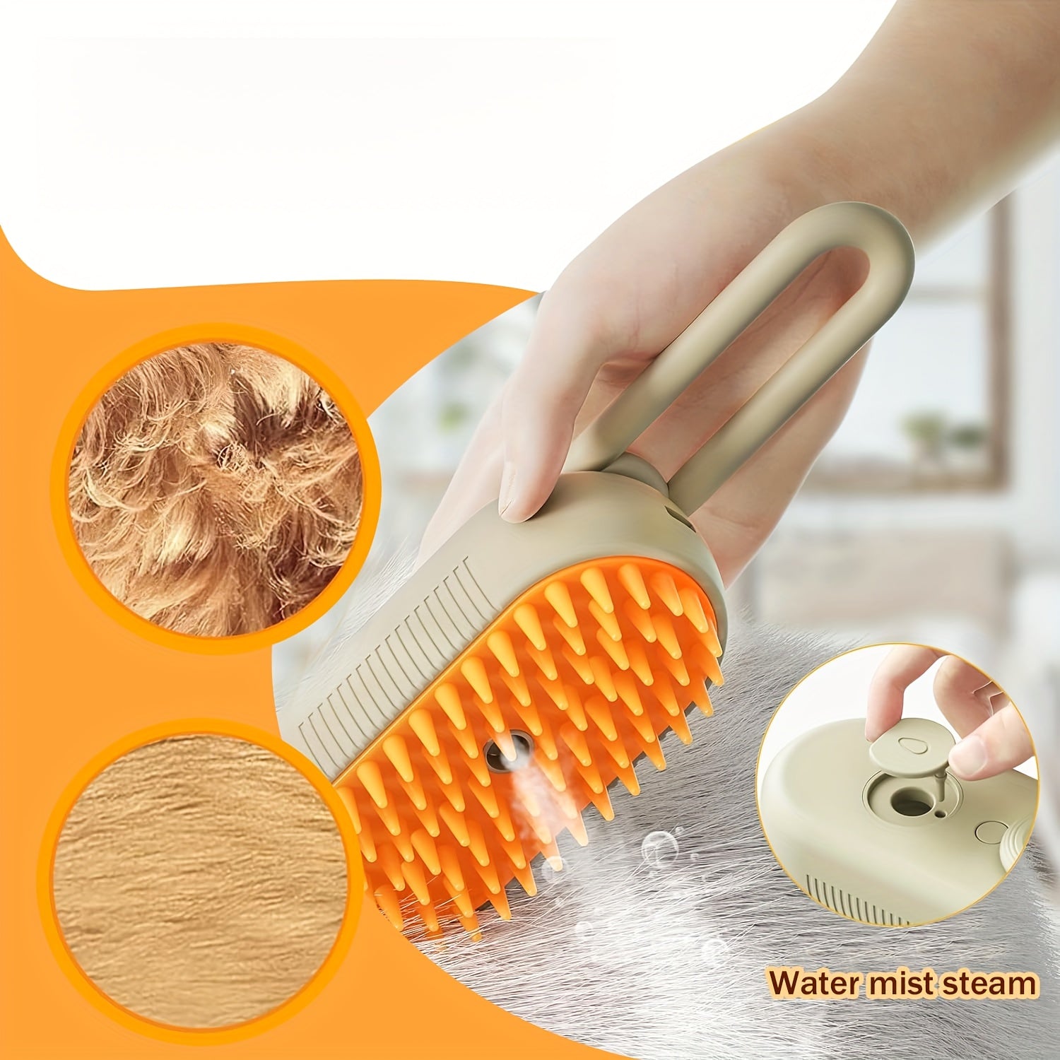 3-in-1 Rechargeable Cat & Dog Hair Removal Steam Comb with Bristles & Steam Technology