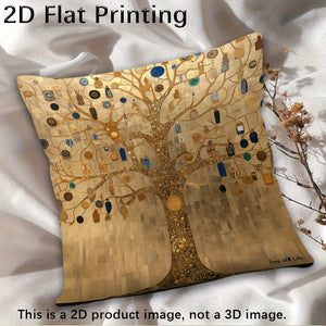 2D Flat - One Pillowcase Featuring a Double-Sided Design of Klimt's Tree of Life