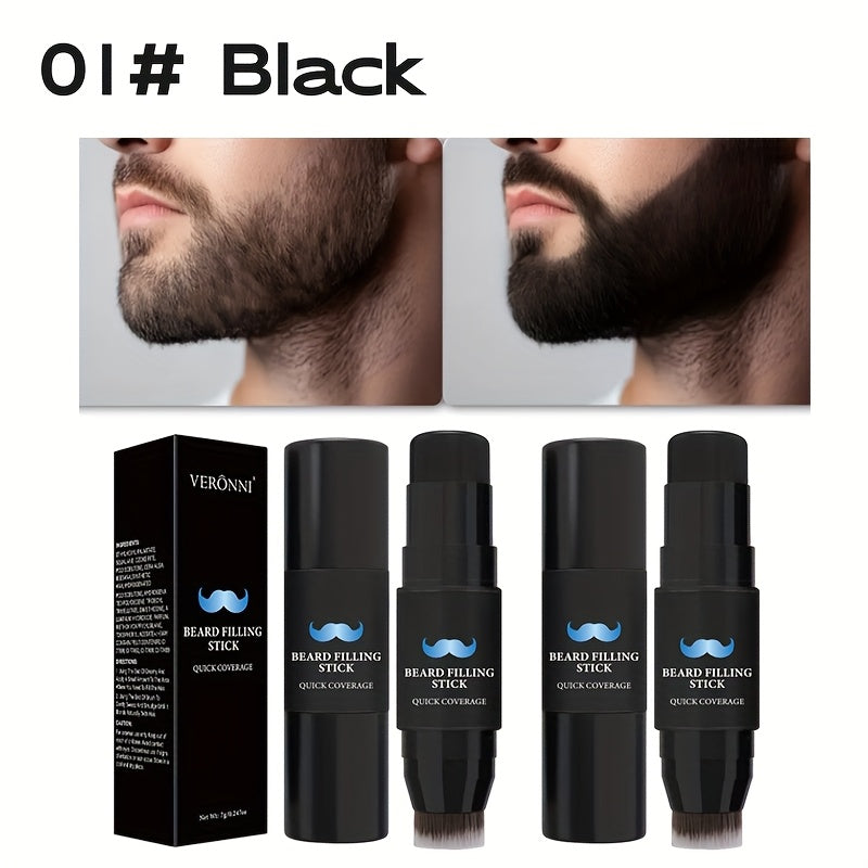 2pcs Men's 4 color filling rod combined with brush head, beard brush pen and whiskers