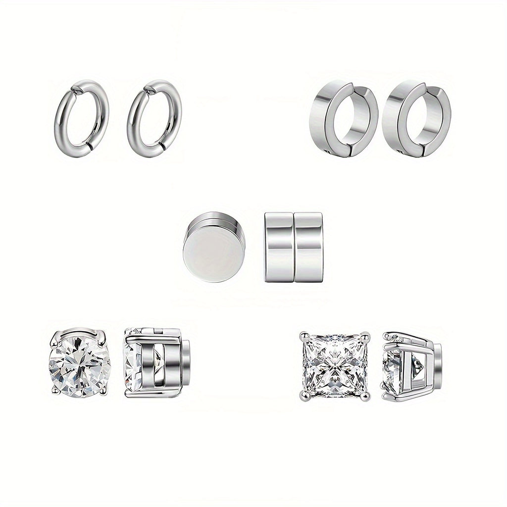 10 pcs/set classic 304 stainless steel ear clips, non perforated ear clip set, suitable for both men and women