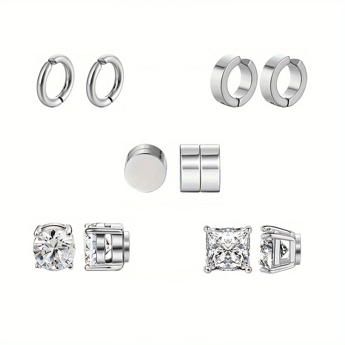 10 pcs/set classic 304 stainless steel ear clips, non perforated ear clip set, suitable for both men and women