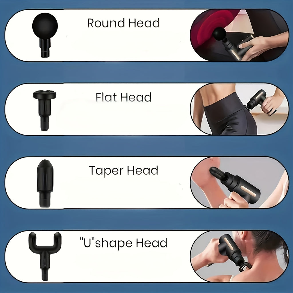 1pc Powerful Cordless Massage Gun with LED Display - Deep Tissue Muscle Relaxer