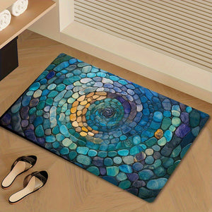 1pc Abstract Blue Spiral Mosaic Bathroom Mat