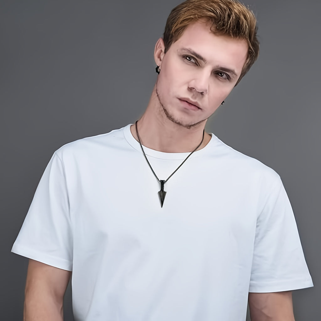 A 3pcs Arrow Jewelry Set for Men And Women, Including a Hip-Hop Chain, Bracelet, Ring, And Necklace.