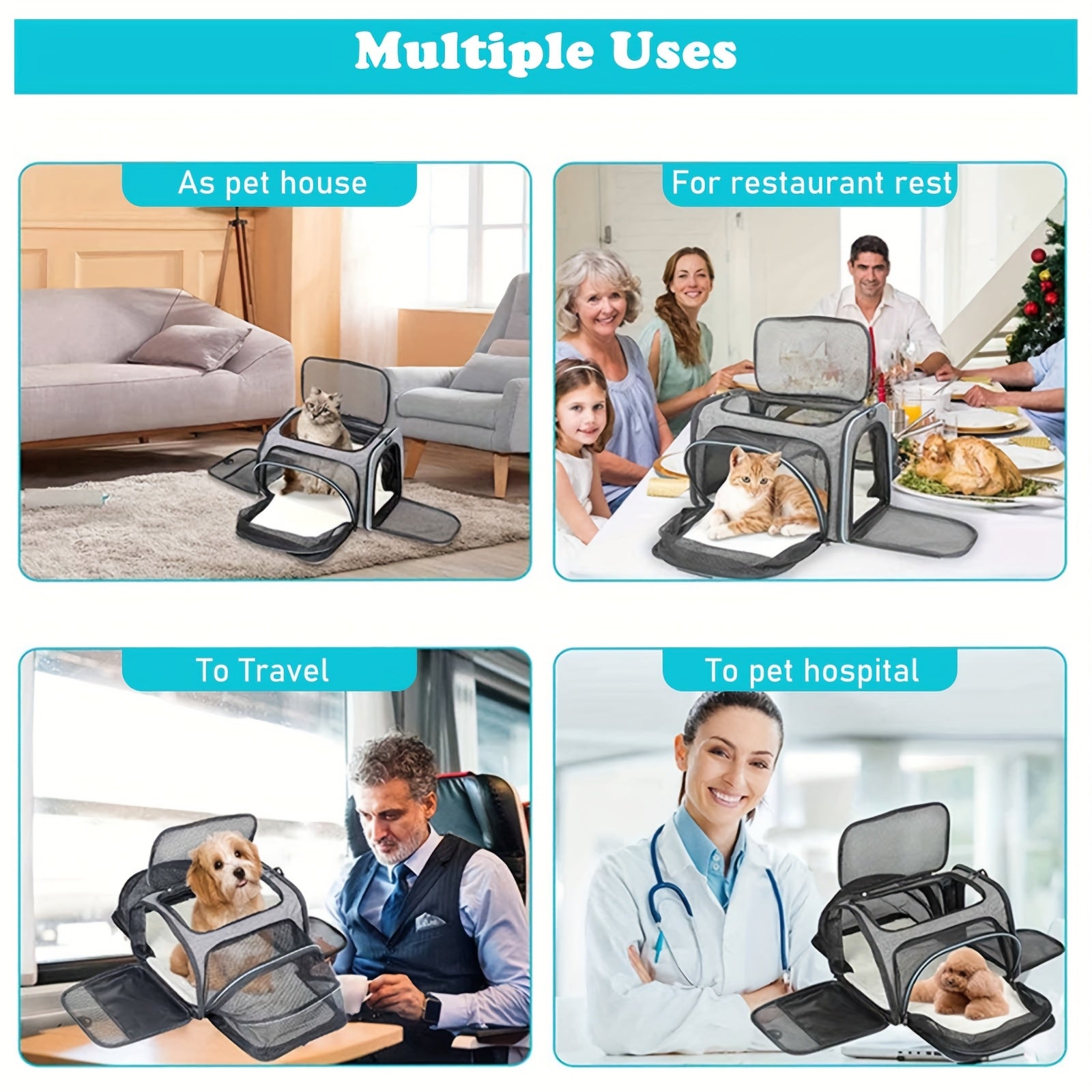 Portable Expandable Pet Carrier For Cats And Small Dogs