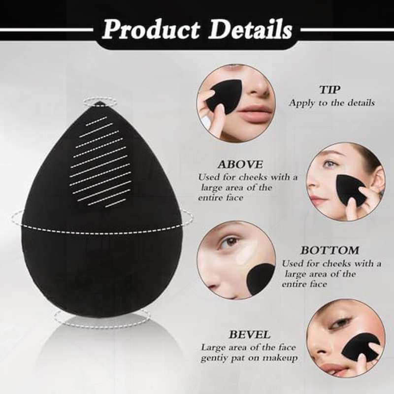 7pcs Multi-Color Makeup Sponges and Beauty Blenders, Dry and Wet Use Puffs