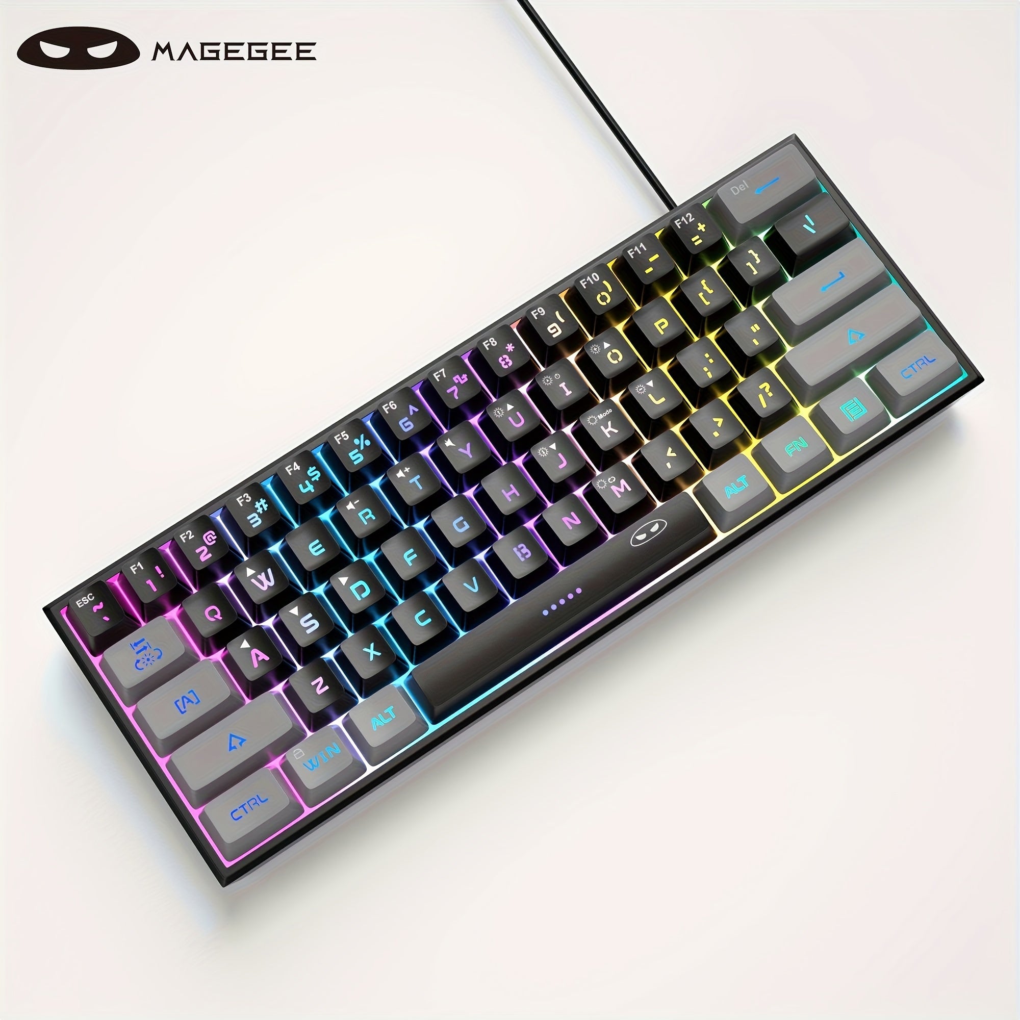 Mini 60% Gaming/Office Keyboard, Keycap Type Wired RGB Backlit Compact Computer Keyboard