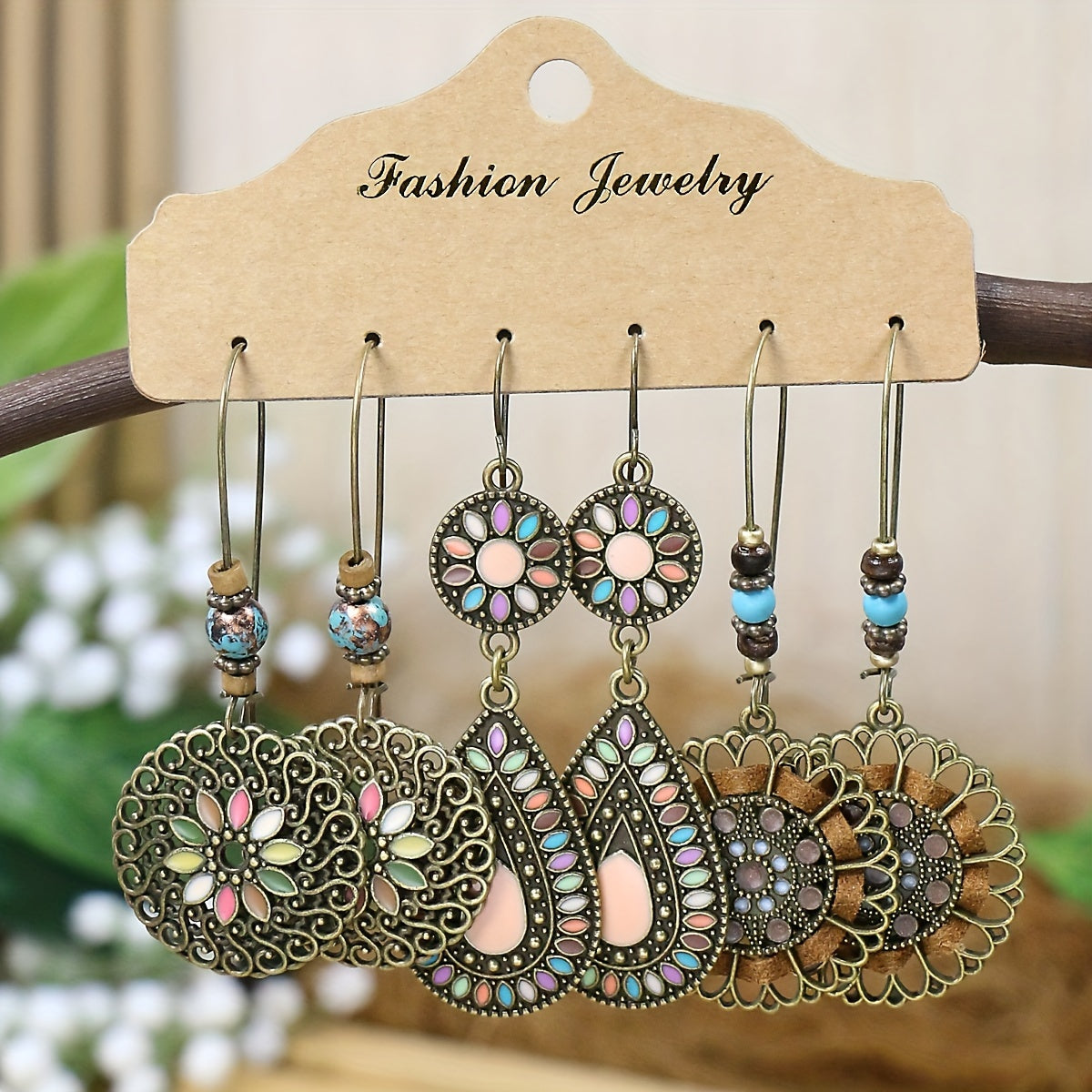 12 Pairs Bohemian Vintage Style Women's Fashion Dangle Earrings Set