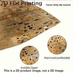 2D Flat - One Pillowcase Featuring a Double-Sided Design of Klimt's Tree of Life