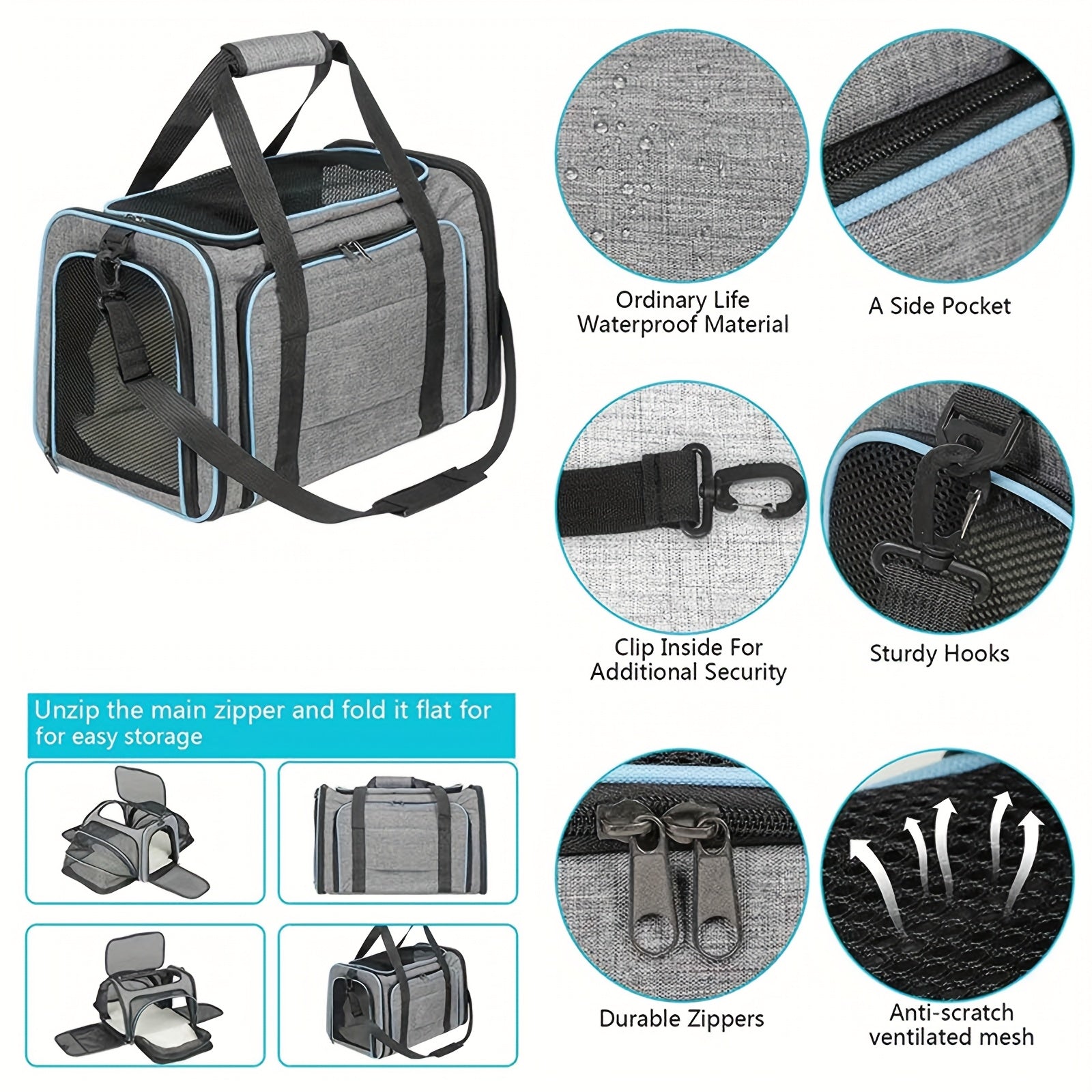 Portable Expandable Pet Carrier For Cats And Small Dogs