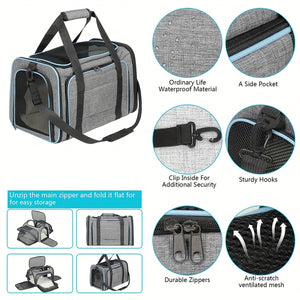 Portable Expandable Pet Carrier For Cats And Small Dogs