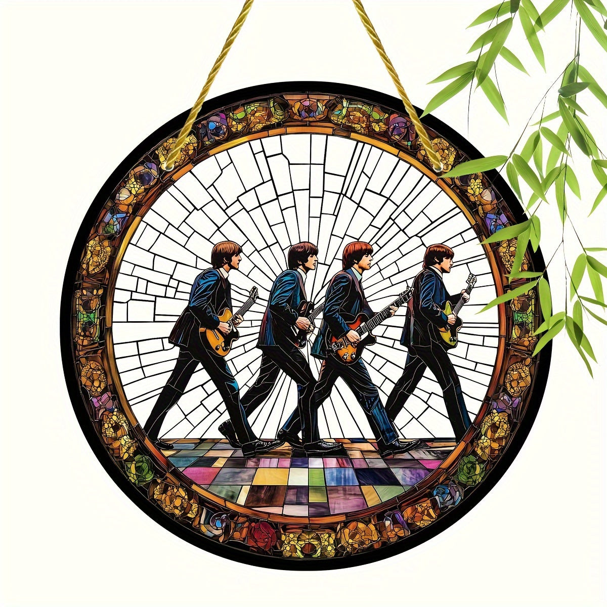 2D Flat, 2D Flat Display 8-Inch Acrylic Round Sun Catcher, Music Legend Stained Glass Style
