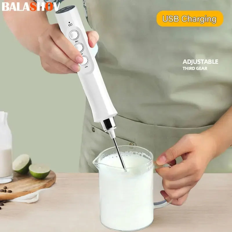 Electric Milk Frother Foam Maker Handheld Foamer High Speeds Drink Mixer