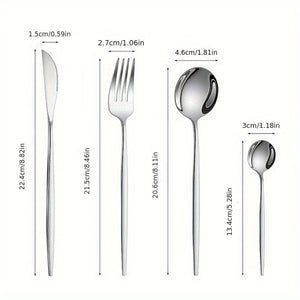 16pcs Stainless Steel Thin Portuguese Cutlery Set