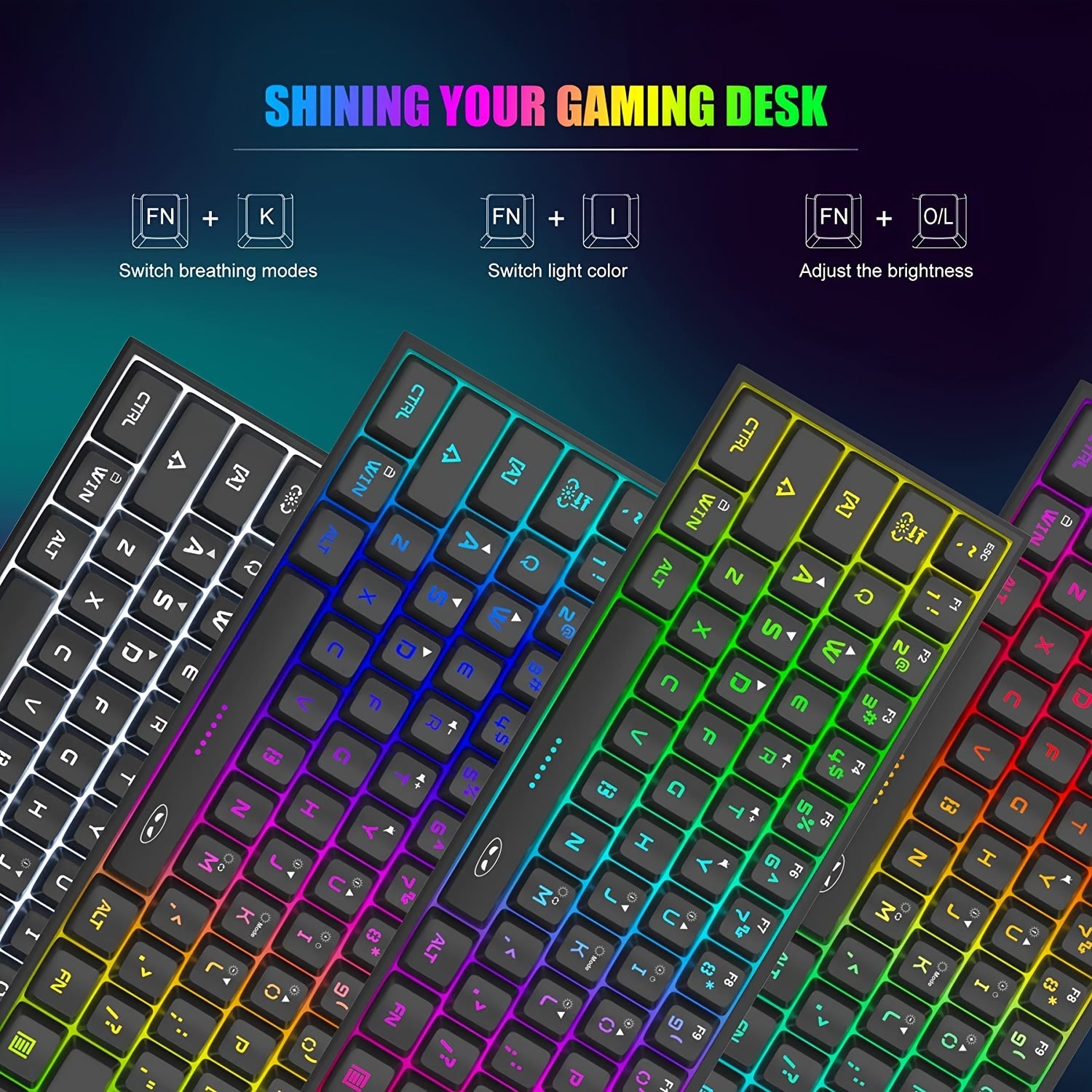 Mini 60% Gaming/Office Keyboard, Keycap Type Wired RGB Backlit Compact Computer Keyboard