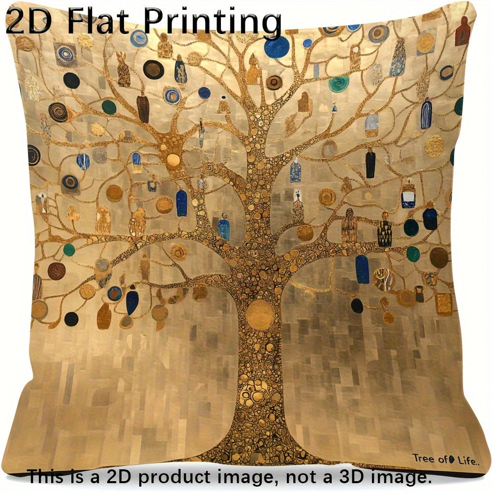 2D Flat - One Pillowcase Featuring a Double-Sided Design of Klimt's Tree of Life