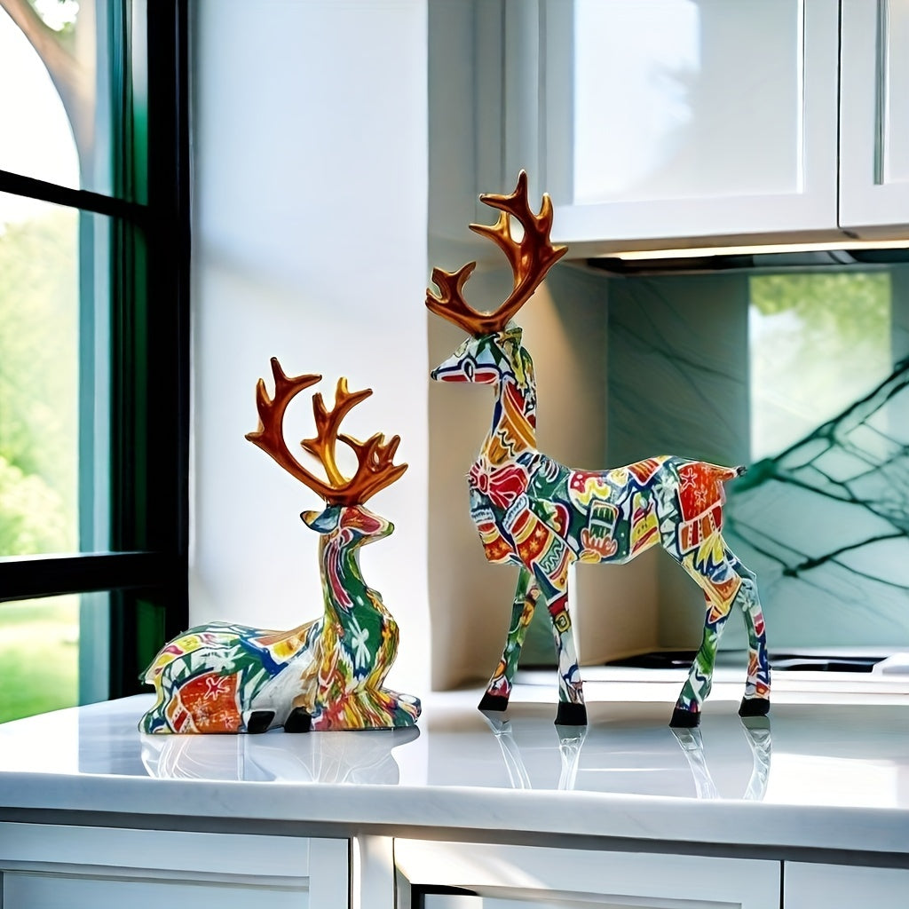 2pcs/set of reindeer, small statue decoration