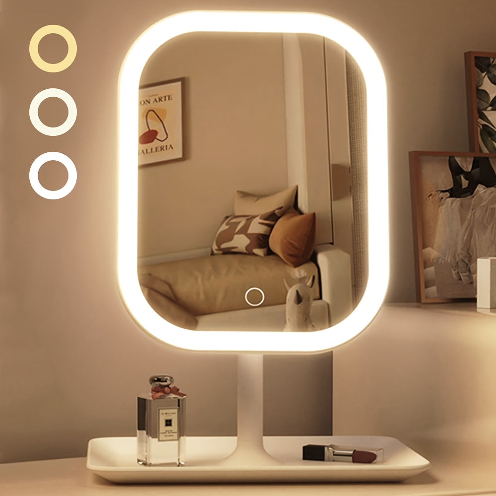 LED Makeup Mirror, Portable Travel Mirror Folding Mirror with 3 Light Modes