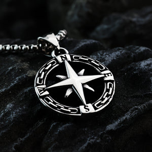 1pc Titanium Steel Cast Hollow Compass Pendant Necklace | Suitable for Men and Women, Jewelry Gift for Sailors